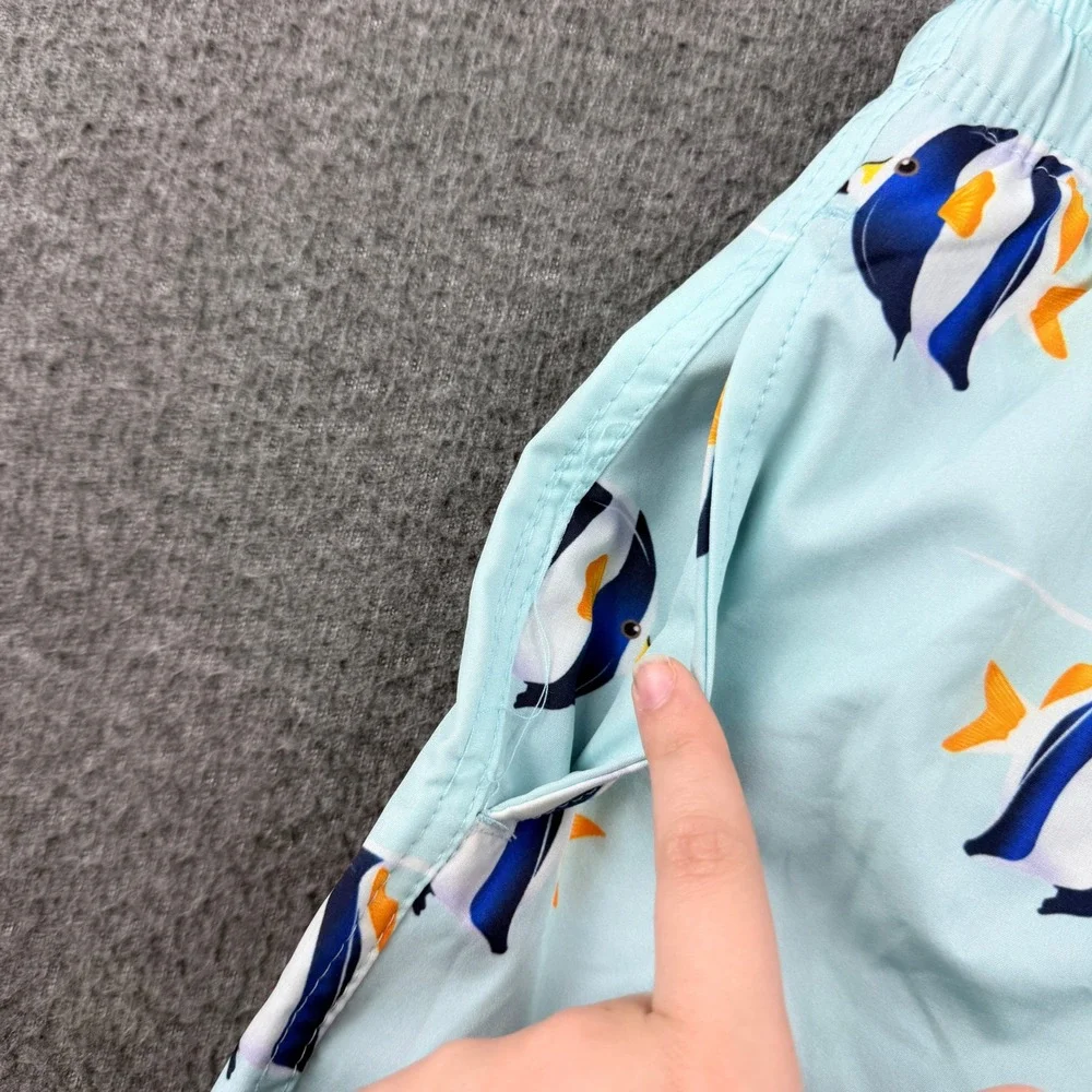 Brooklyn‎ Cloth Kent Ave Volley Swim Trunks Mens Small Light Blue Tropical Fish